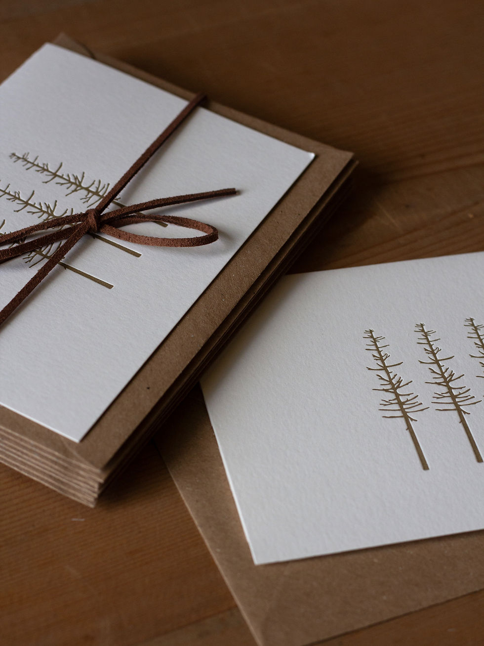 Little Gold Trees Letterpress Notecards - Pack of 8