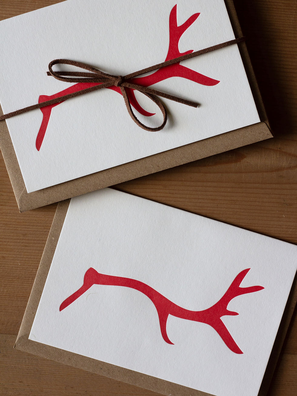 Red Reindeer Letterpress Notecards - Pack of 8
