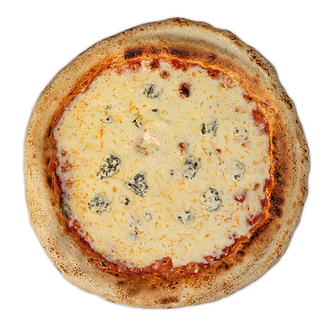 pizza scusi formaggi con queso azul y parmesano