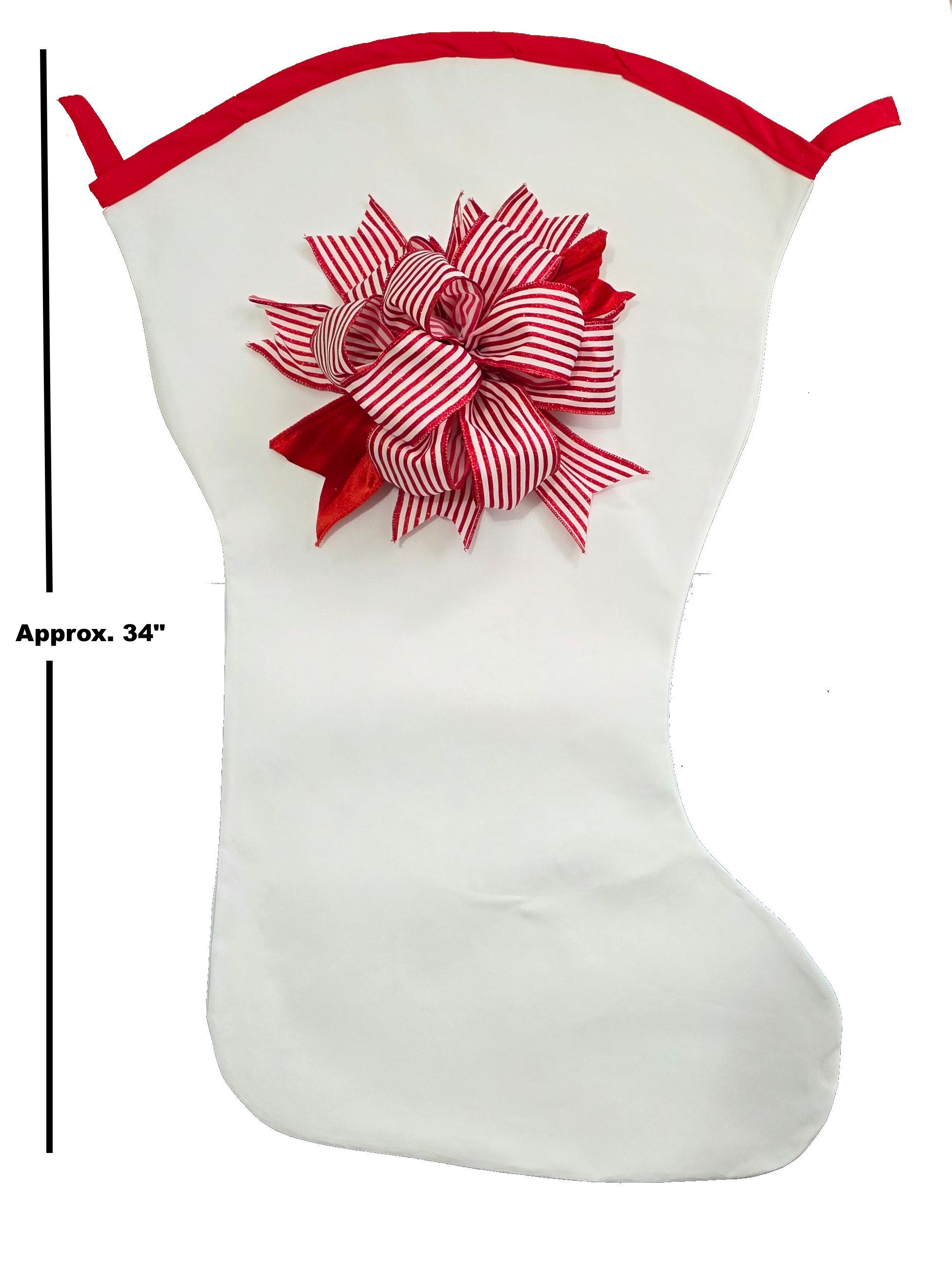 White with Red Trim Christmas Stocking
