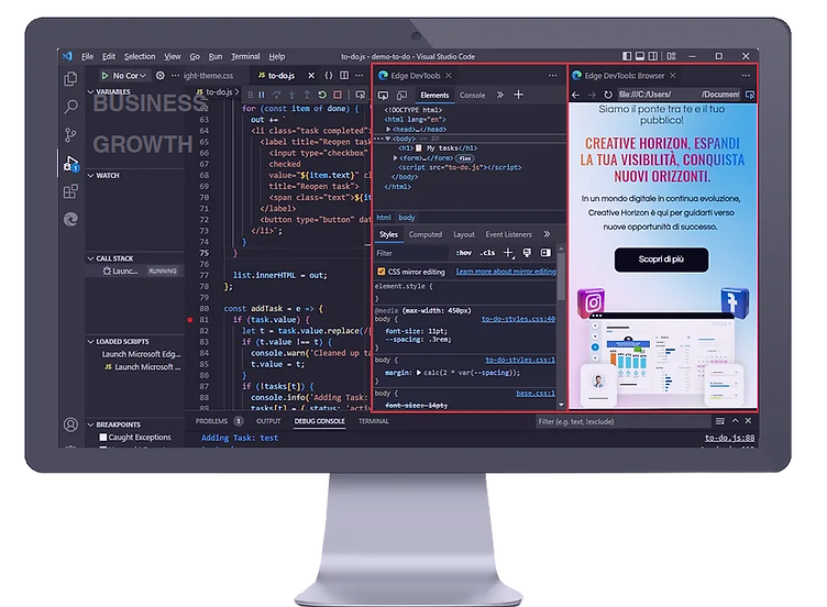 Computer con software per la programmazione di siti web