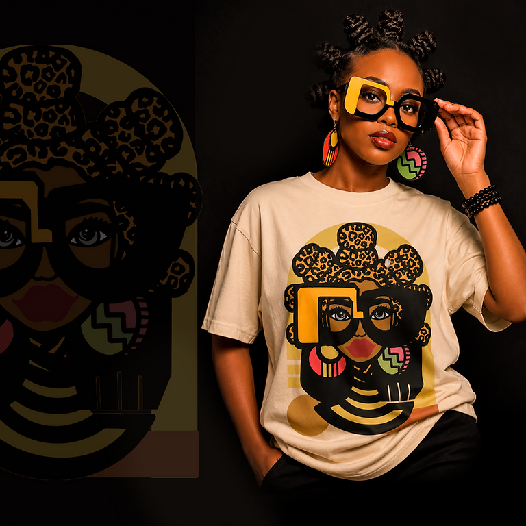 Maasai Bantu Shapes Model wearing tee.png