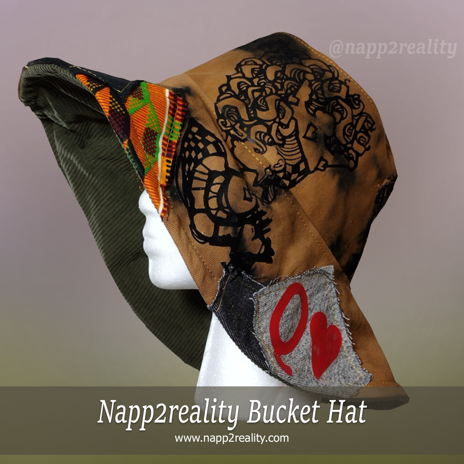 Crowned Life Patchwork Bucket Sun Hat