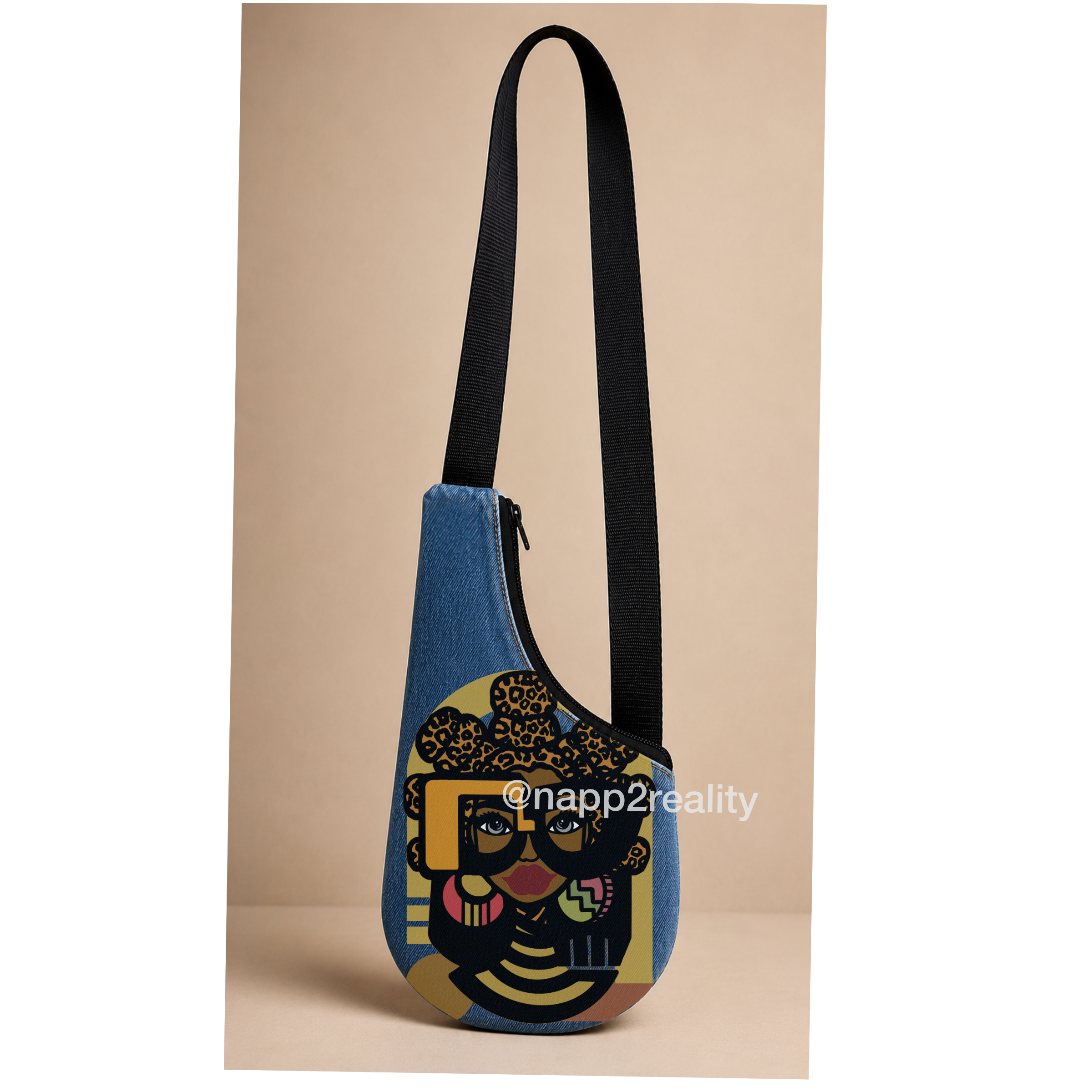 Maasai Bantu Denim Mini U Satchel Crossbody 