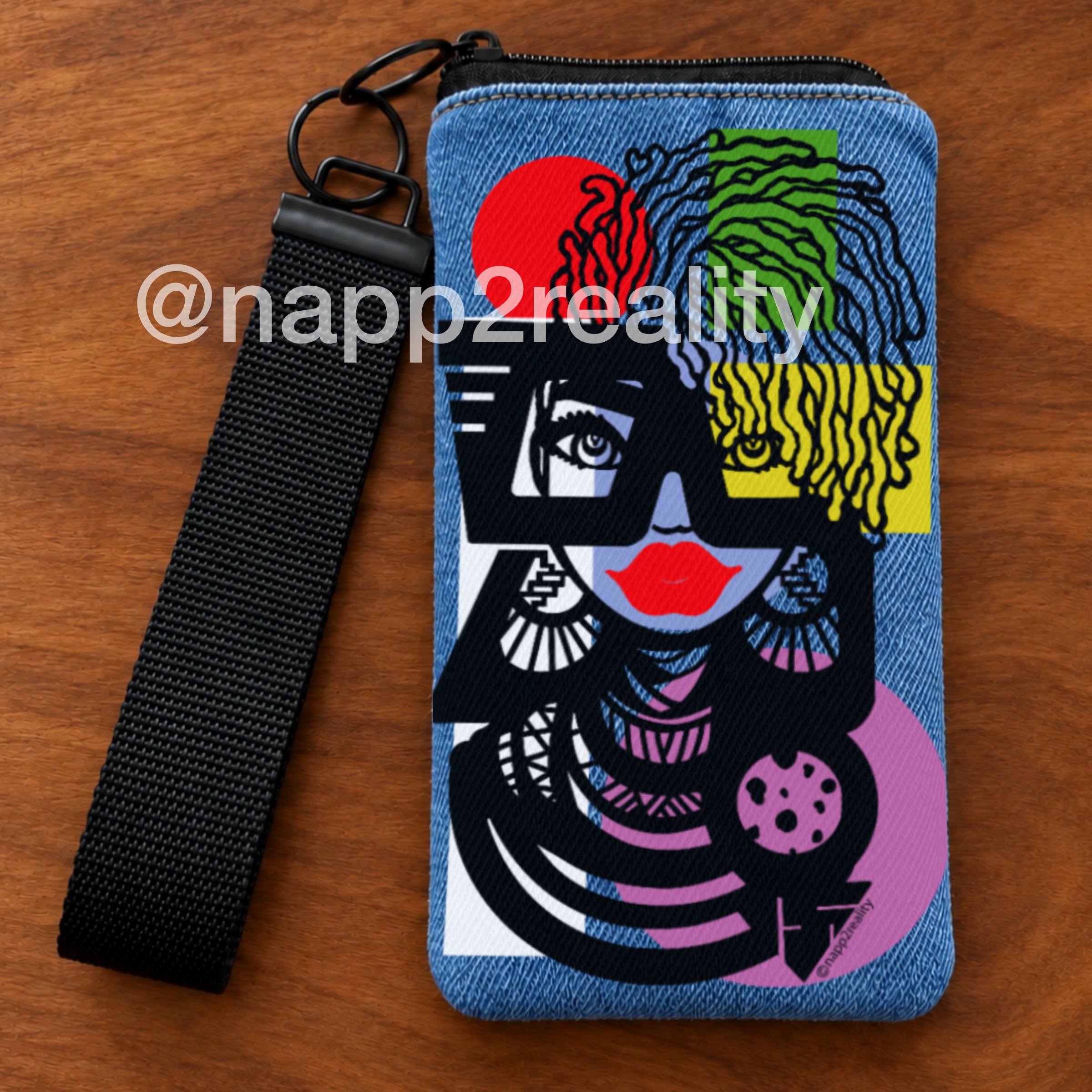 Maasai Jazzy Locs Denim Cellphone Wristlet