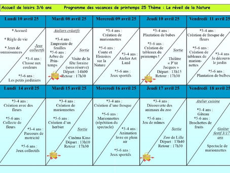Vacances d'avril ALSH 3/6 ans