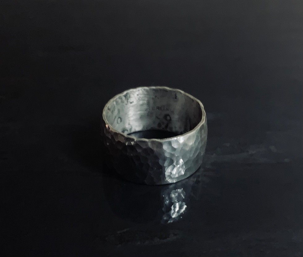 Thumbnail: Wide Hammered Ring Size R/S