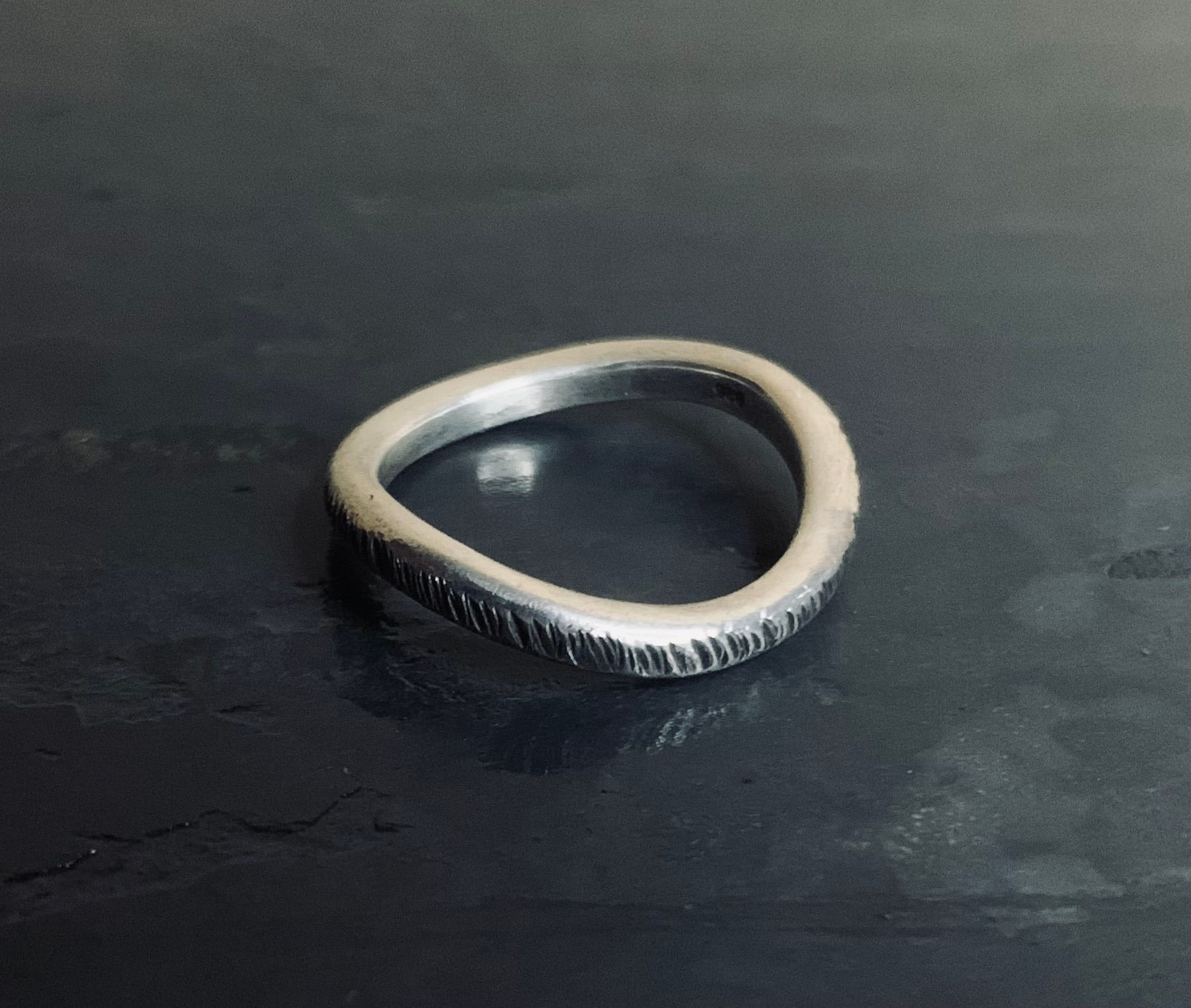 Wavy Etched Ring Size Q/R