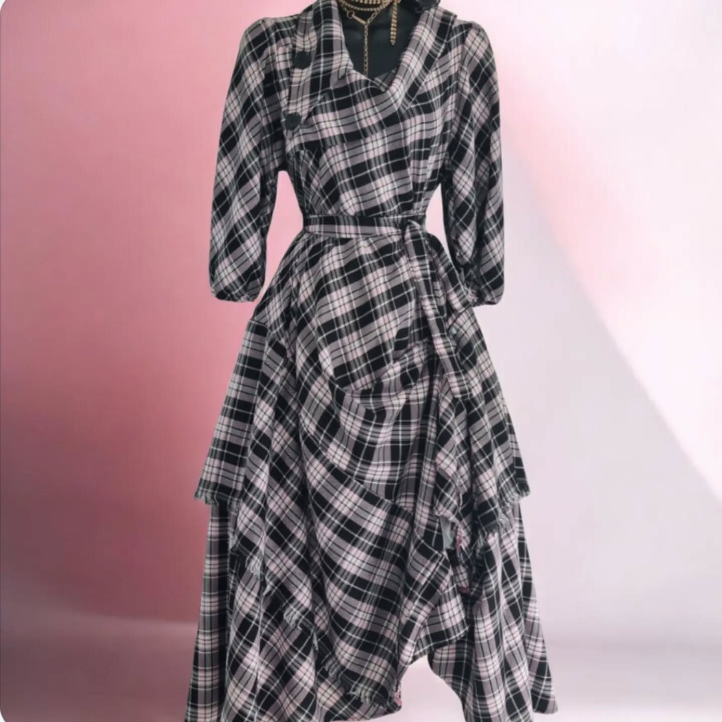 Runway pink Tartan  Dress