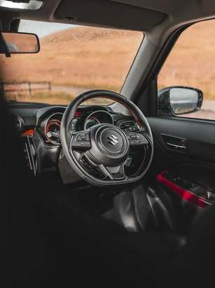 Suzuki Swift Sport Review - interior close up of steering wheel