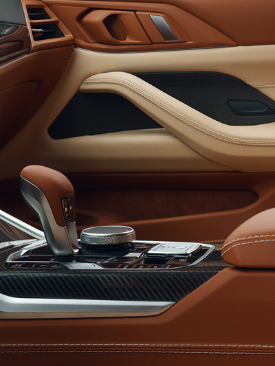 Two-tone Cuoio and Birch Lavalina leather interior of the Bovensiepen Zagato, hand-stitched over more than 130 hours.