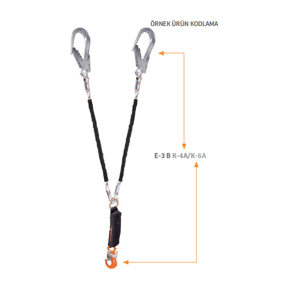 E-3 B SERİSİ Çift Kol Şok Emicili Braided Lanyard