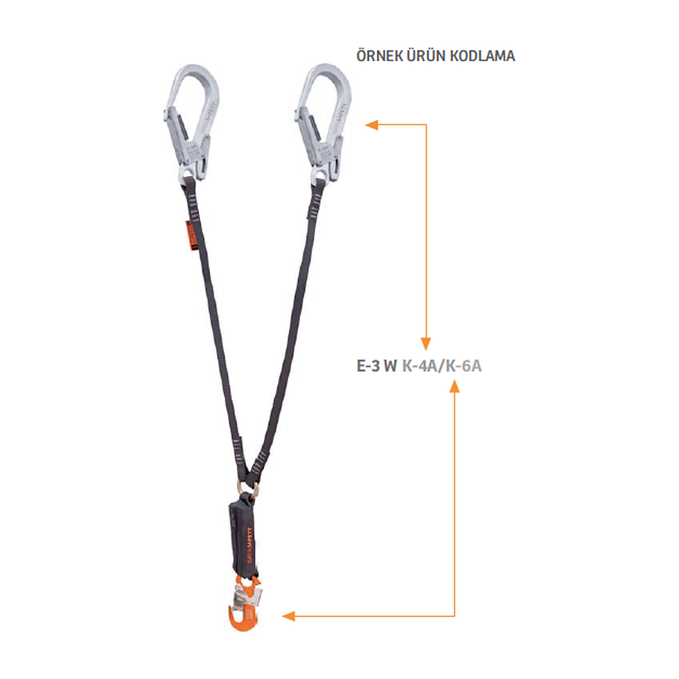 Küçük resim: E-3 W SERİSİ Çift Kol Şok Emicili Webbıng Lanyard