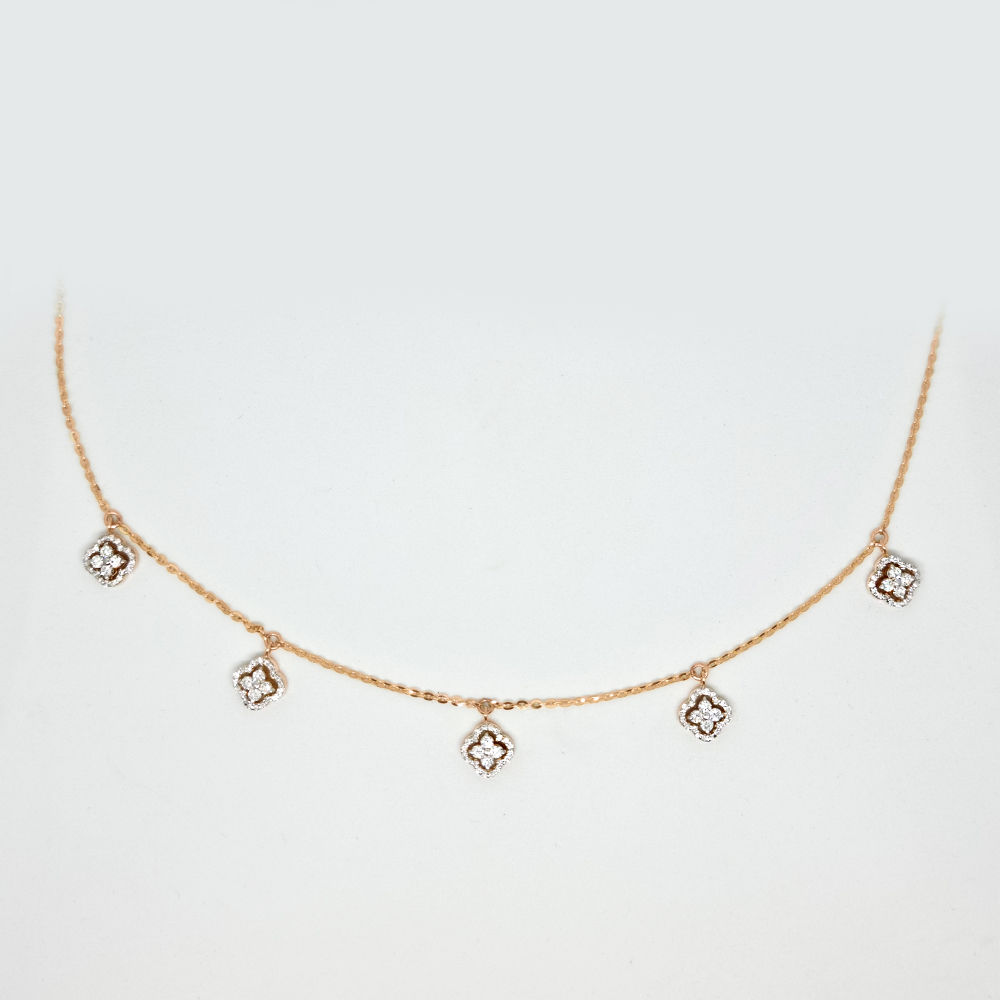 Petite 5 Clover Necklace Rose Gold