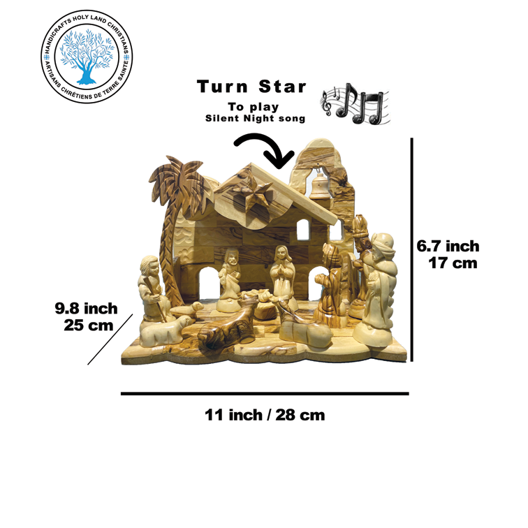 Thumbnail: Musical Nativity Handcarved L 28cm x W 17cm x H 25cm