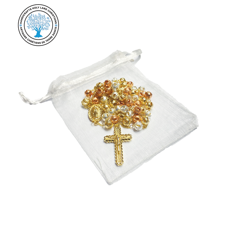 Thumbnail: Tri-color Gold Plated Rosary - Guadalupe centerpiece