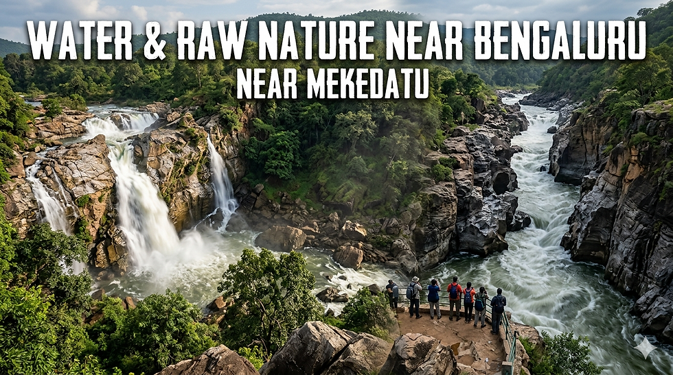 Chunchi Falls and Mekedatu river gorge near Bengaluru showcasing waterfalls and raw nature