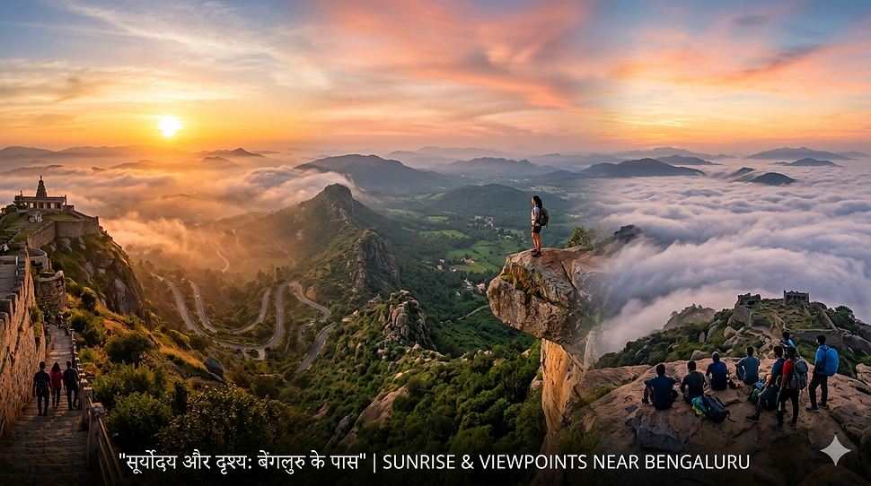 Sunrise viewpoints near Bengaluru featuring Nandi Hills Avalabetta and Skandagiri