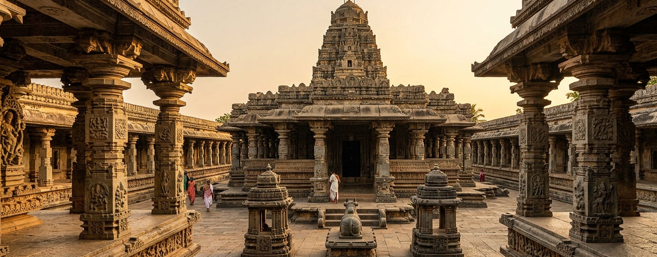 Keladi Temple Complex with traditional stone architecture in Shivamogga