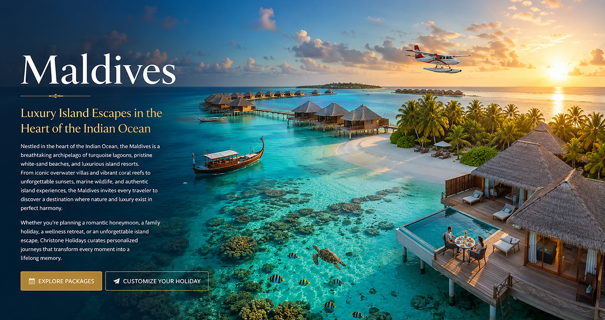 Luxury overwater villas overlooking turquoise lagoons and pristine white-sand beaches in the Maldives, Indian Ocean.