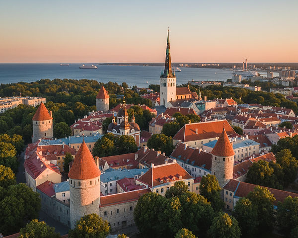 Medieval old town skyline of Tallinn, Estonia