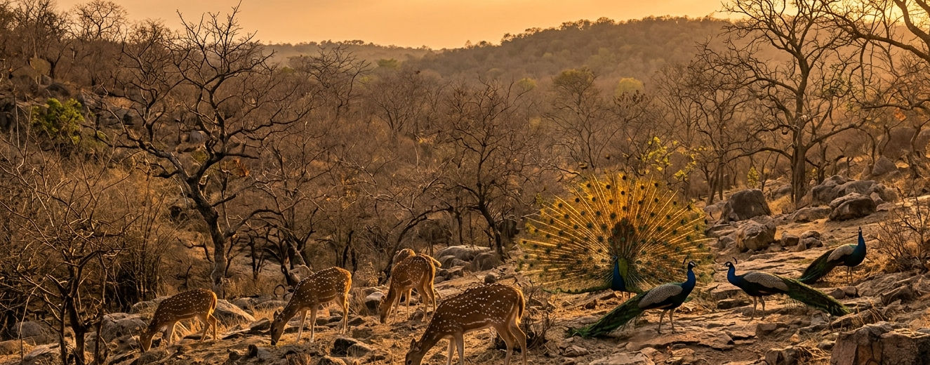 Dry forest wildlife at Arabithittu Wildlife Sanctuary Mysuru