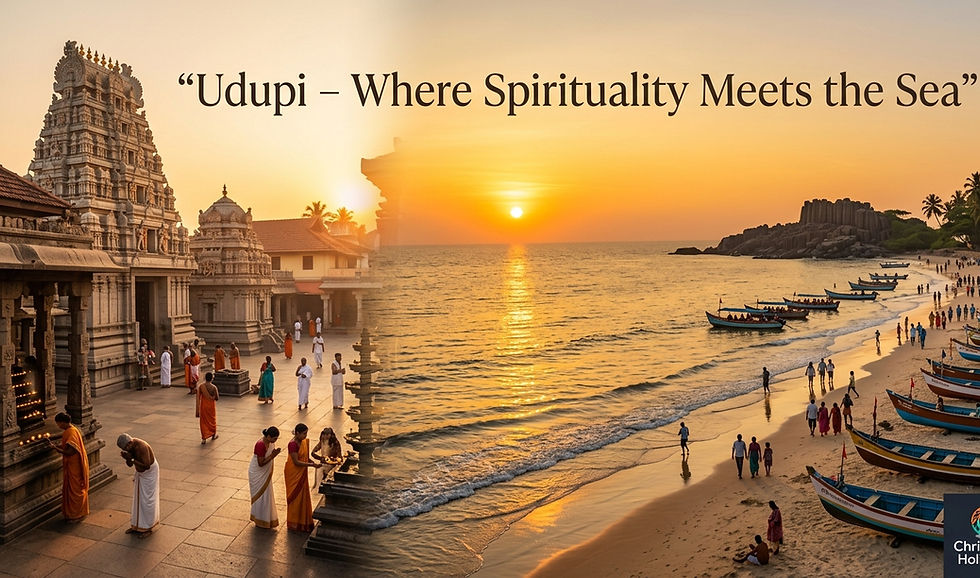 Malpe Beach – Coastal Sunset Experience(Sunset view at Malpe Beach with boats and waves in Udupi)