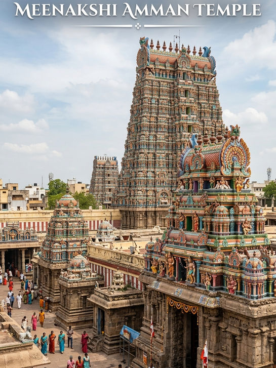 The Meenakshi Amman Temple is one of India's greatest examples of Dravidian architecture and religious heritage. Located in Madurai, the temple reflects centuries of artistic excellence, cultural traditions, spiritual significance, and Tamil civilization.