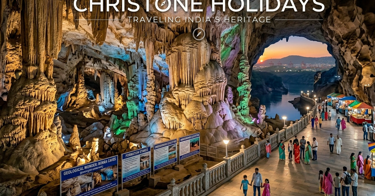 Limestone formations inside Borra Caves in the Eastern Ghats of Andhra Pradesh.