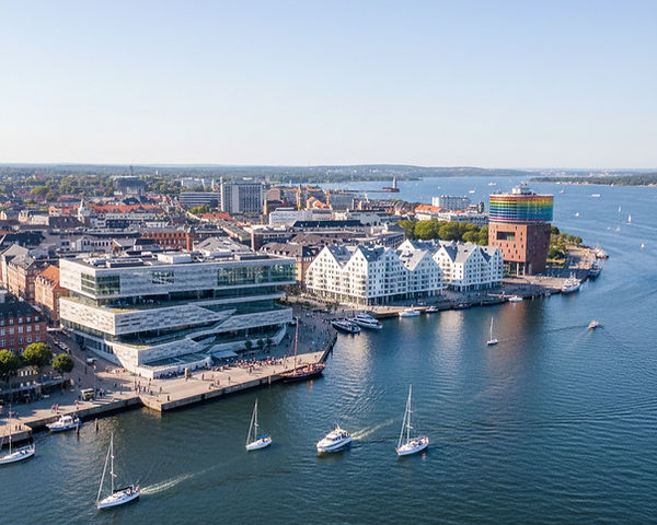 Modern buildings and waterfront in Aarhus, Denmark