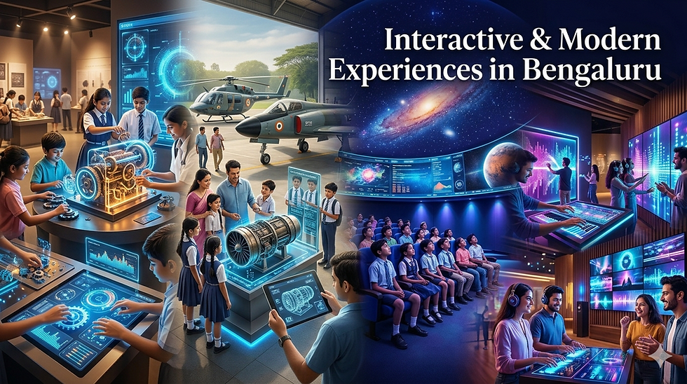 Interactive modern museums in Bengaluru featuring science museum aerospace planetarium and music experience