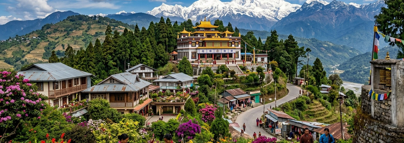 Kalimpong heritage town with monasteries, flowers, and Himalayan scenery.