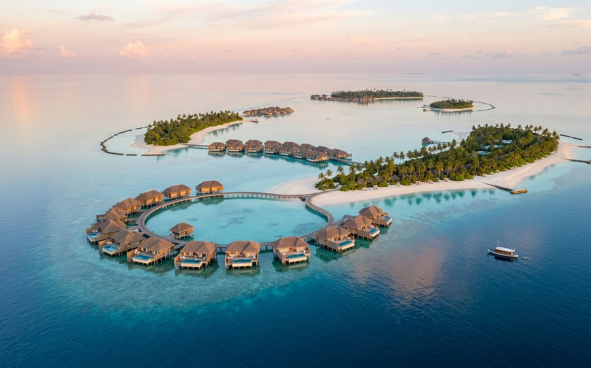 Lhaviyani Atoll featuring secluded luxury resorts, crystal lagoons, and peaceful tropical island escapes.