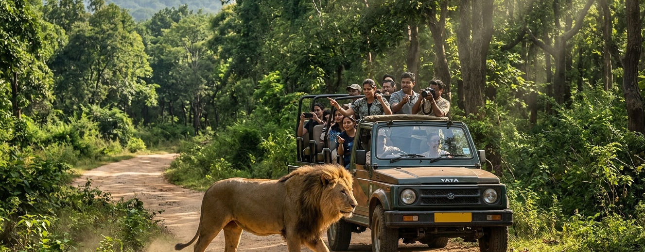 Lion safari at Bannerghatta National Park near Bangalore