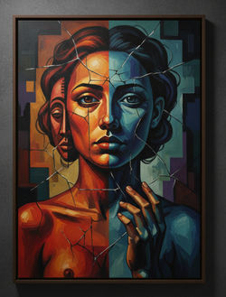 Inner identity through Cubist vision ( Girl Before a Mirror Picasso surreal cubist artwork represent