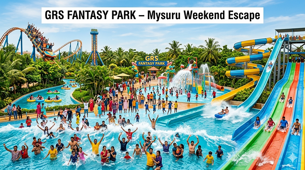GRS Fantasy Park Mysuru water rides wave pool slides weekend escape from Bangalore