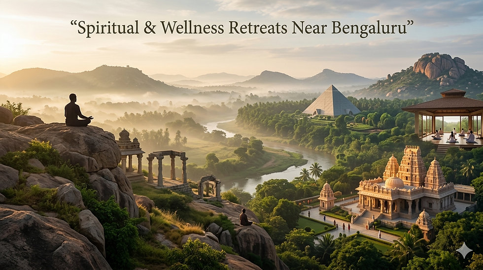 Spiritual wellness retreats near Bengaluru with meditation sunrise Nandi Hills ISKCON and yoga