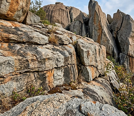 Ancient granite rock formations in Ramanagara showing natural weathering patterns