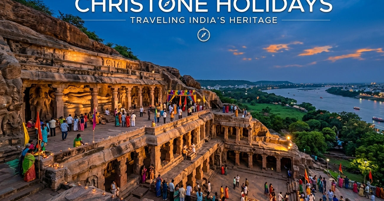 Ancient Undavalli Caves showcasing rock-cut architecture in Andhra Pradesh.