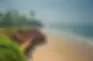 Kovalam coastline cliffs with palm trees and ocean view India