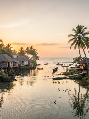 Kundapura coastal town with backwaters coconut trees and Arabian Sea landscape in Karnataka