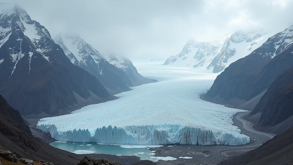 Wide angle view of a glacier in the Himalayan Ranges