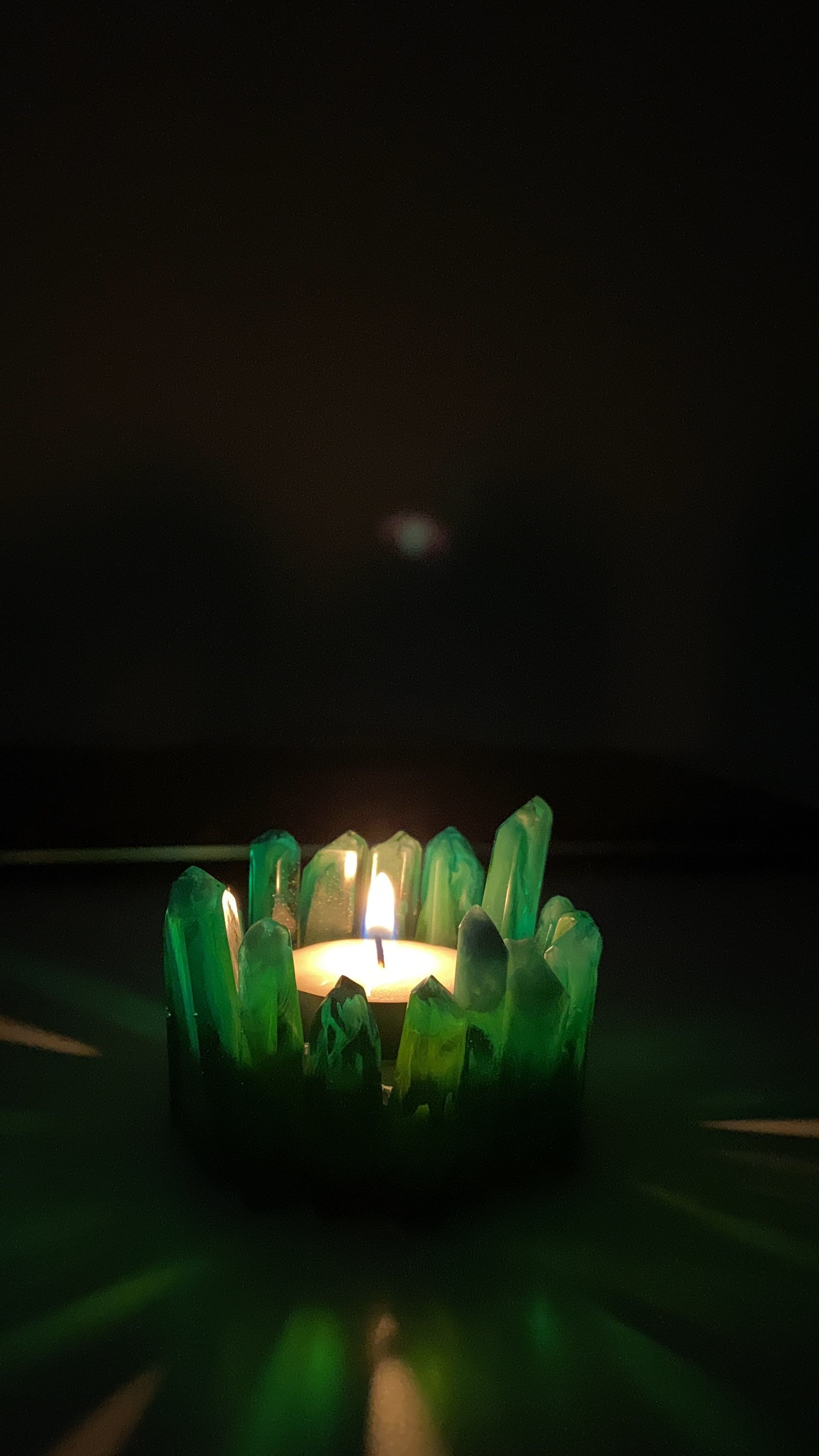 Forest green candle holder