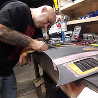 Josh work on a custom ride on toy