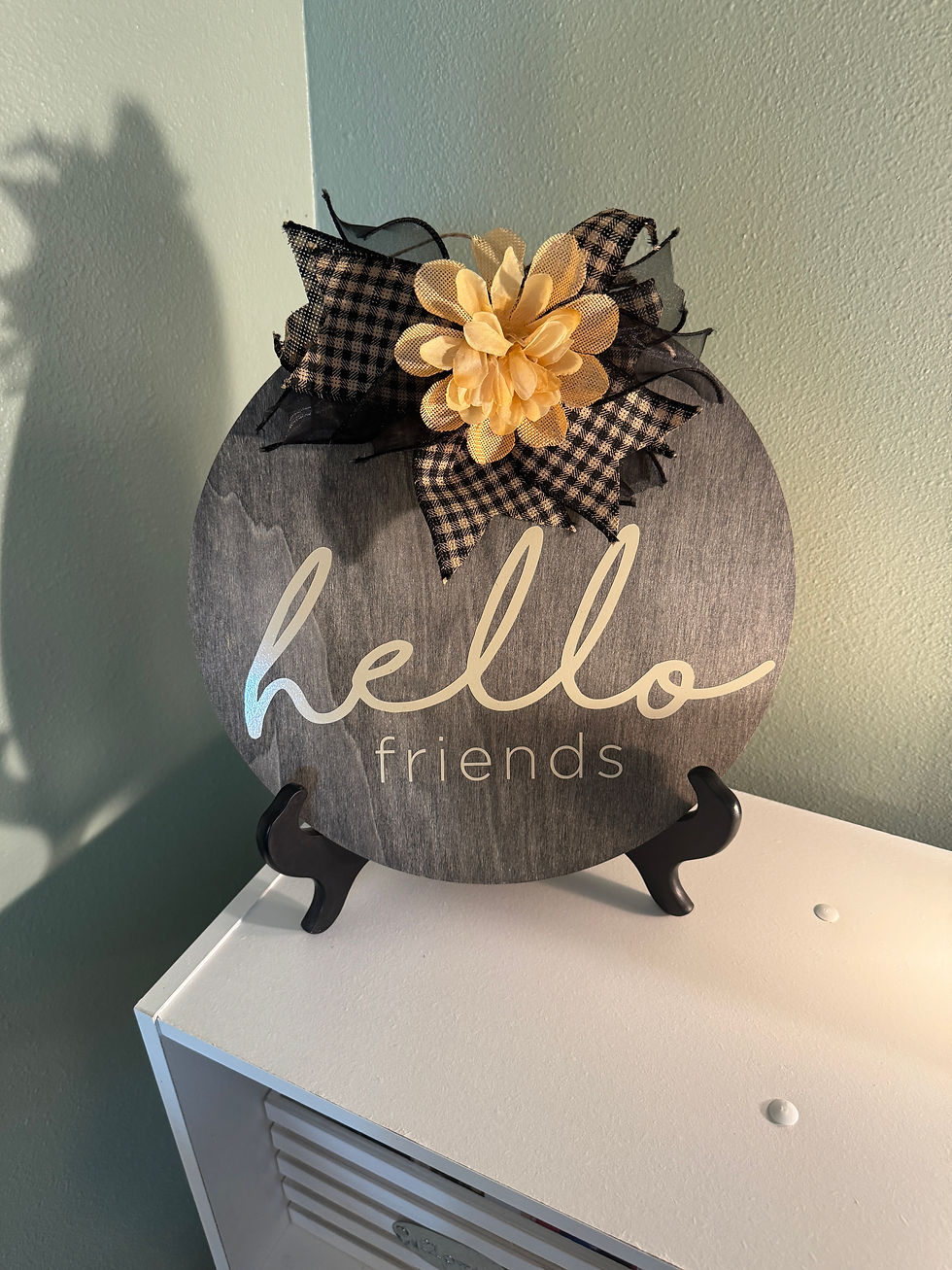 Thumbnail: 12" Hello Friends Wooden Sign 