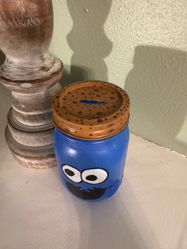 Thumbnail: Rustic Cookie Monster Mason Jar Coin Holder