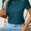 Thumbnail: Blue Sapphire Solid Color Toothpick Stripe Round Neck T Shirt 