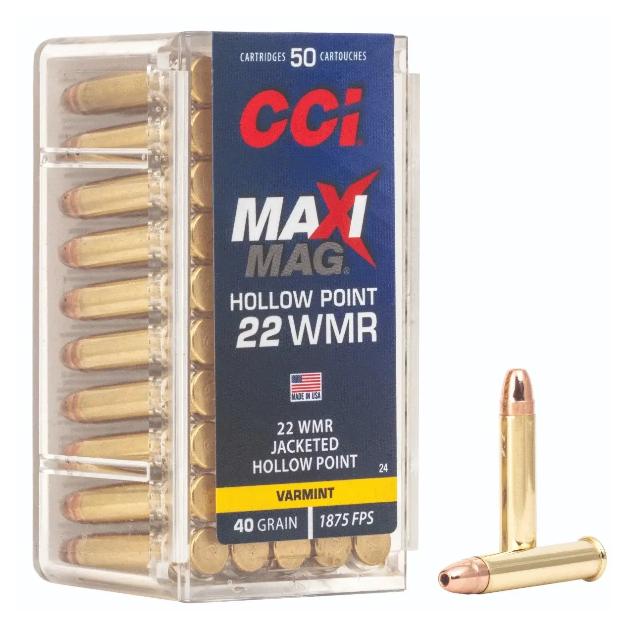 CCI Varmint/Small Game Maxi-Mag HighVelocity 22 WMR 40GR JHP