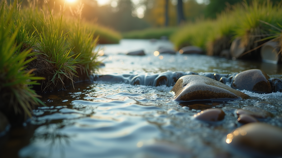 Close-up view of natural landscape with a calming water source