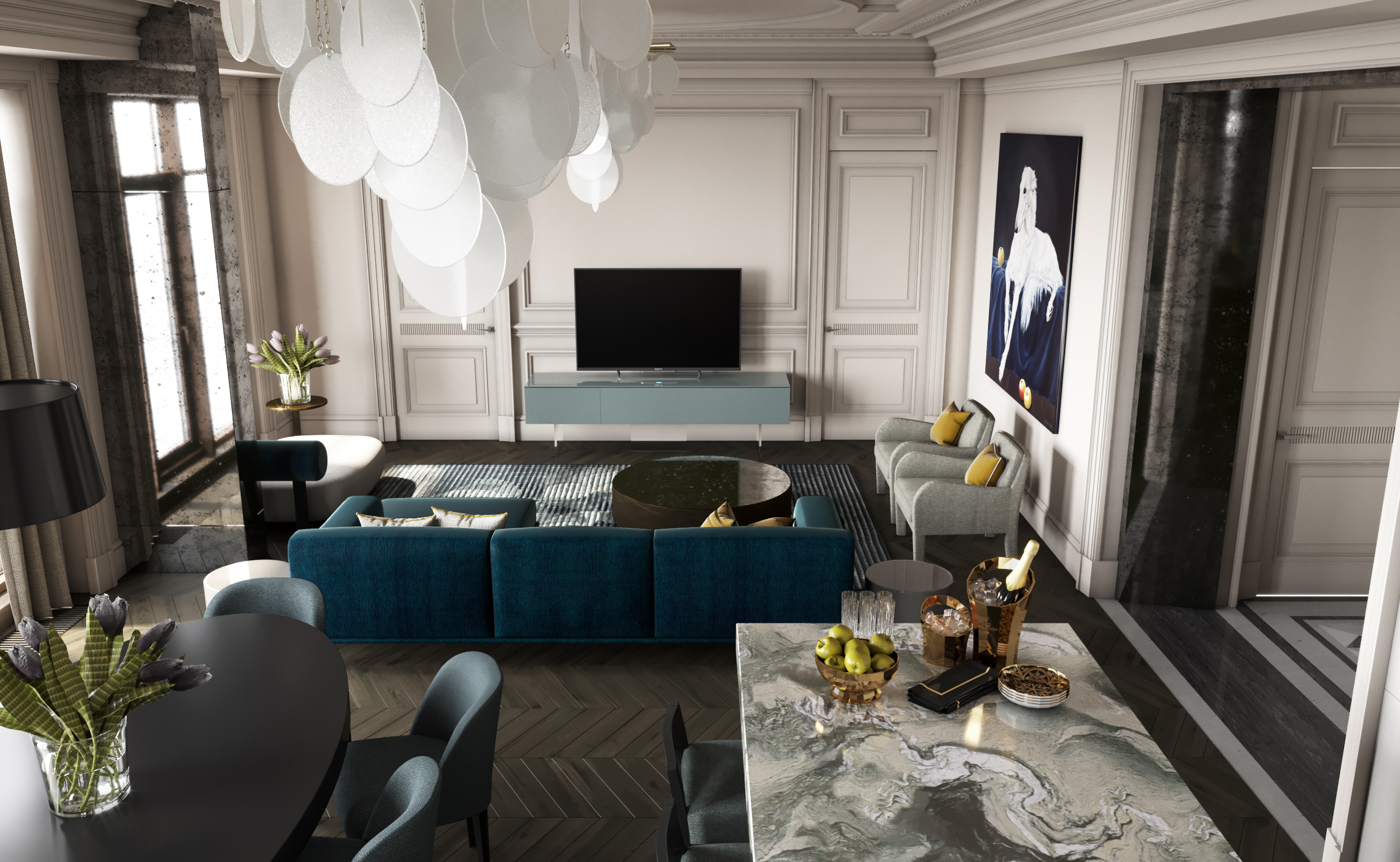 All-white parisian panorama apart